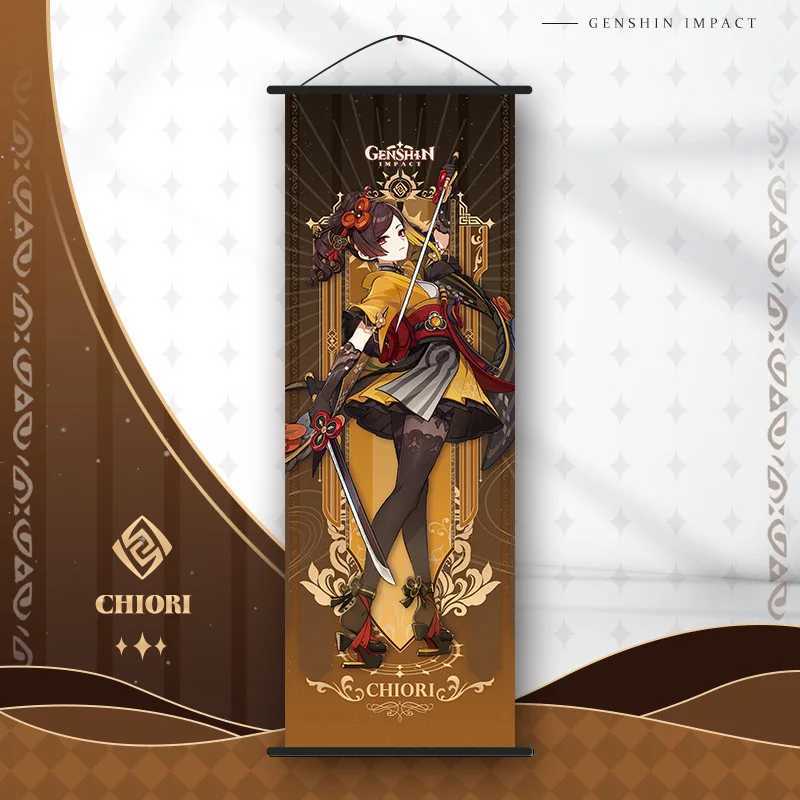 Anime Poster Genshin Impact Arlecchino Raiden Scroll Canvas Hanging Painting Wall Decor Picture Room Decoration Wall Art GiftsXJ241104