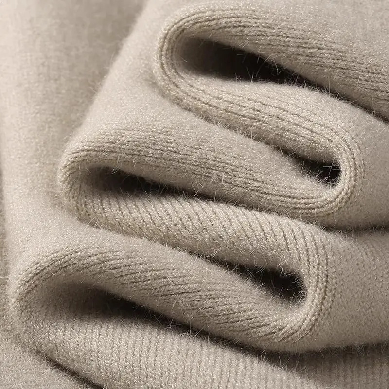 Plush Mens Knitted Sweater Turtleneck with Velvet Padded Warm Solid Pullovers Autumn Winter Thick Bottom Casual O-Neck Sweater 241105