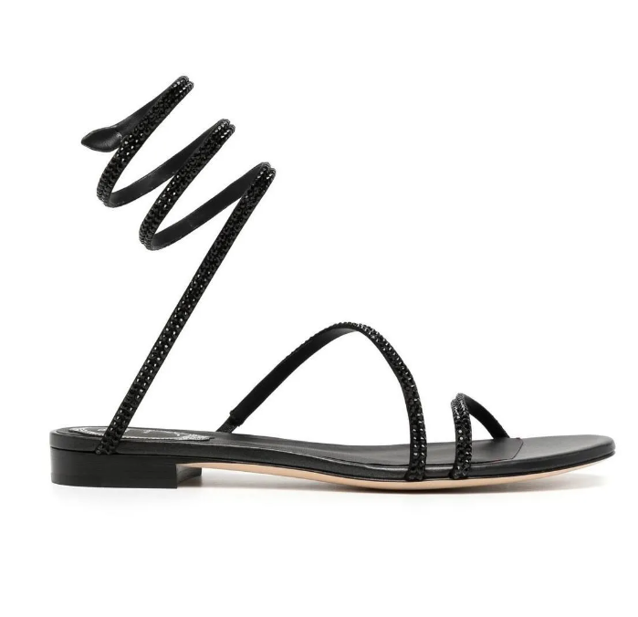 Luxury Designer Sandals Shoes Walking Flats Gladiator Elegant Brands Cleo Women Comfort Renes Spiral Ankle Strap Lady Sexy 35-43