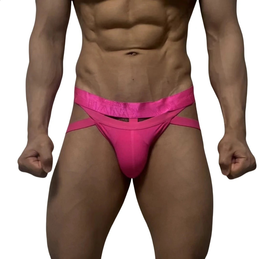 Men Sexy G String Thong Erotic Jockstrap Bondage Underwear Penis Pouch Strap Harness Lingerie Hollow Underpants Ice Silk 241105