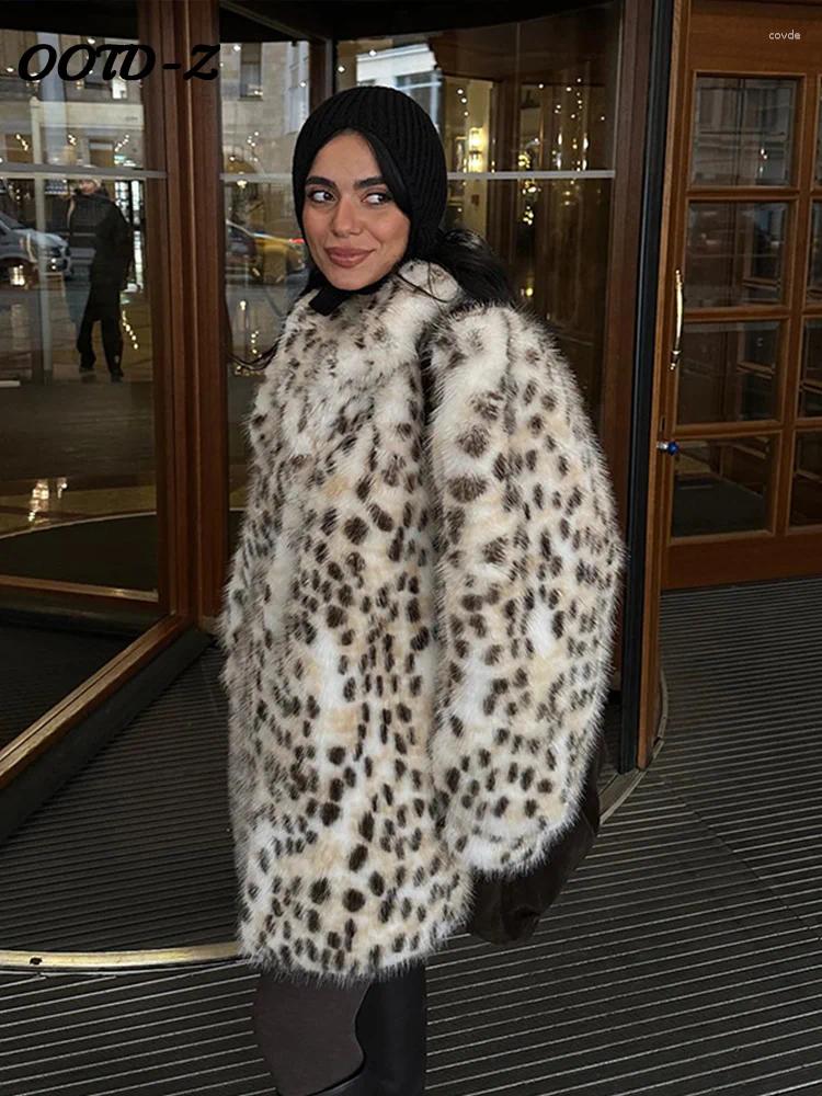 Women's Fur Leopard Print Faux Coat Fashion Full Sleeve Single-Breasted Female Coats Winter Warm Thicken Outwears