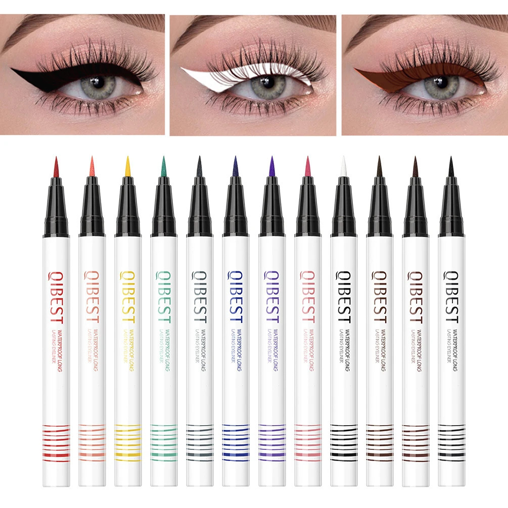 12 Colors Matte Liquid Eyeliner Set Rainbow Colorful Eyeliner Pencil Pigmented Waterproof Long Lasting Gel White Eye Liner Pen 241104