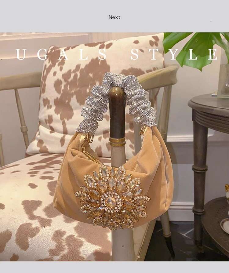 Glitter Shiny Rhies Dia Evening Fashion Hobo Women's Handbag Wedding Party Clutch Purse Crossbody Bag