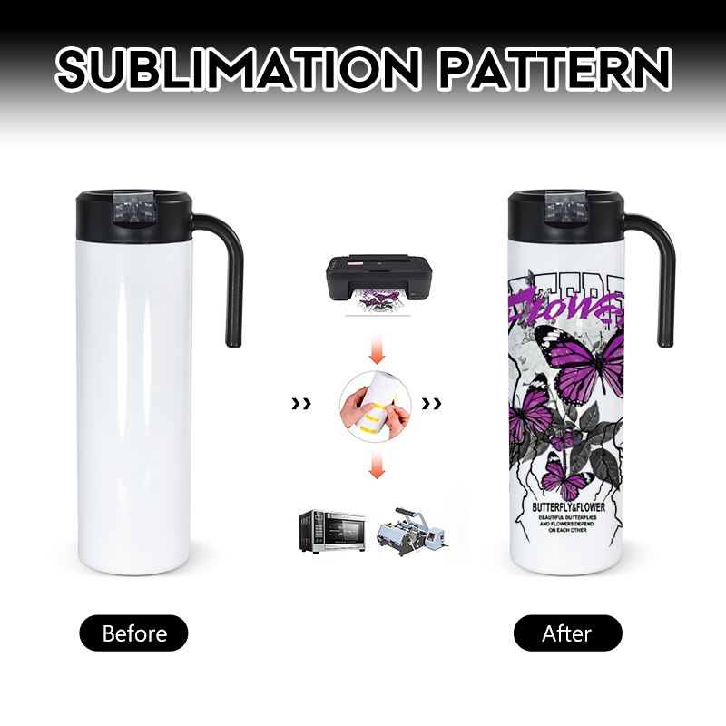 sublimation 12oz 15oz 20oz straight Tumbler with straw lids black handle Stainless Steel Tumbler Vacuum Insulated Cups