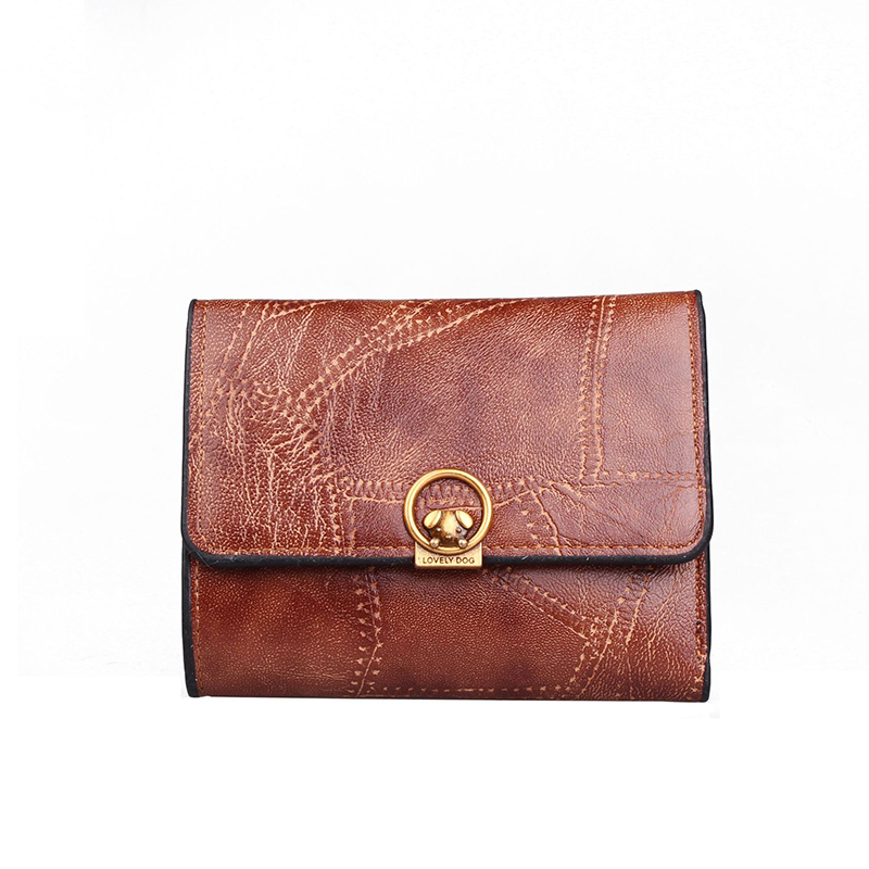 Ins New Cute Little Dog Simple Women's Short Design Designer Three Fold Wallet Zero Wallet Fashionable Clip Bag