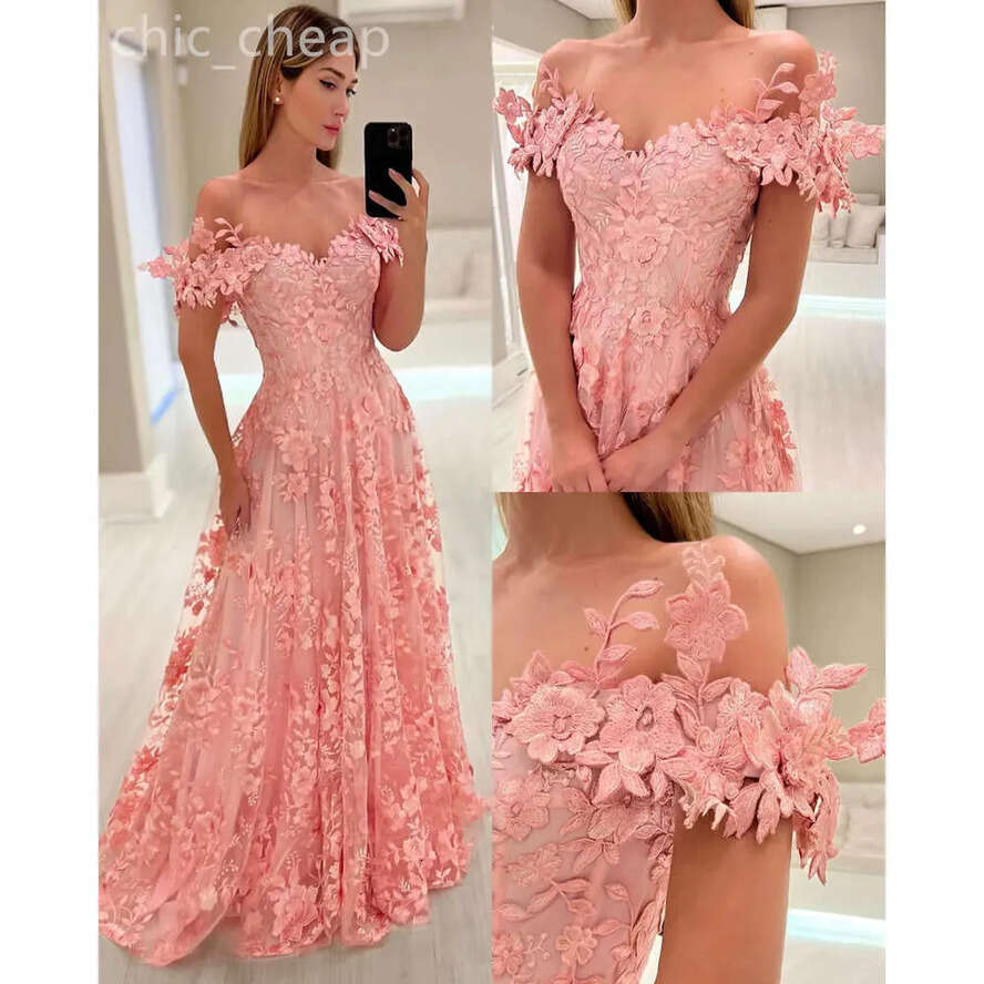 A Aso E Pink Ebi Prom Dress Ral Lace Vintage Sexy Evening Formal Party Second Reception Birthday Engagement Gowns Dresses Robe De Soiree Zj Es bi veni