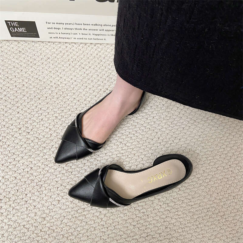 French Pointed Flat Women, Korean Version For Spring And Summer, New Shallow Mouth Side Air Scoop Shoes, Fairy Evening Breeze, Gentle Single Shoes