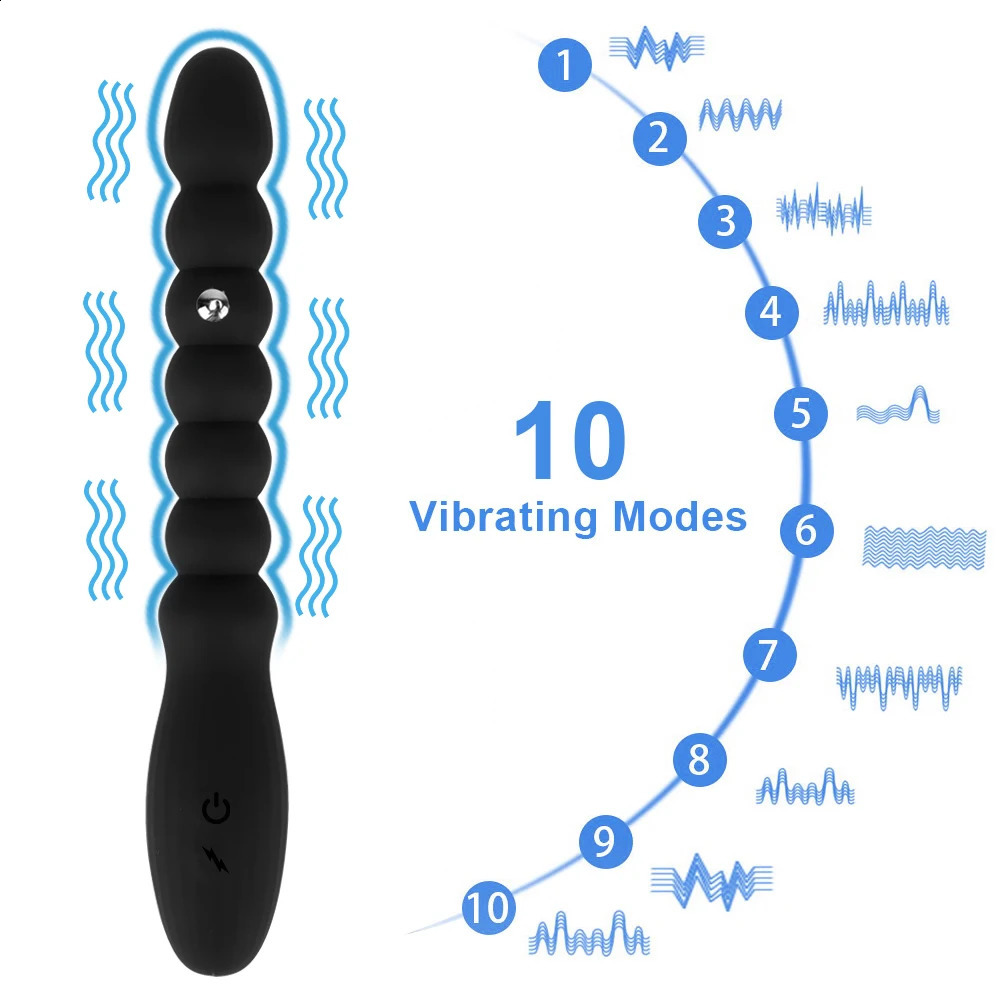 20cm Butt Plug Anal Beads Electric Shock Vibrators for Women Men 18 Slim Dildos Female Masturbator Vaginal Balls Sex Toys Adults 241105