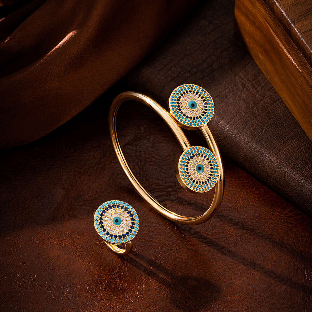 New Colored Zircon Eye Bangle Palace for Women Style Dubai Bridal Wedding AccessoriesOpen Bracelet