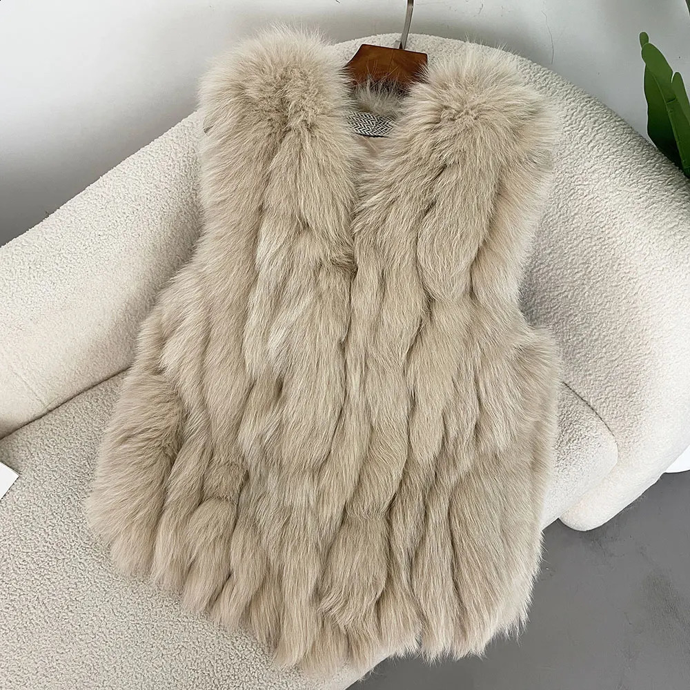 OFTBUY Autumn Winter Warm Womens Coat Natural Real Fox Fur Vest Thick Waistcoat Female Natural Fur Jacket Streetwear 241105