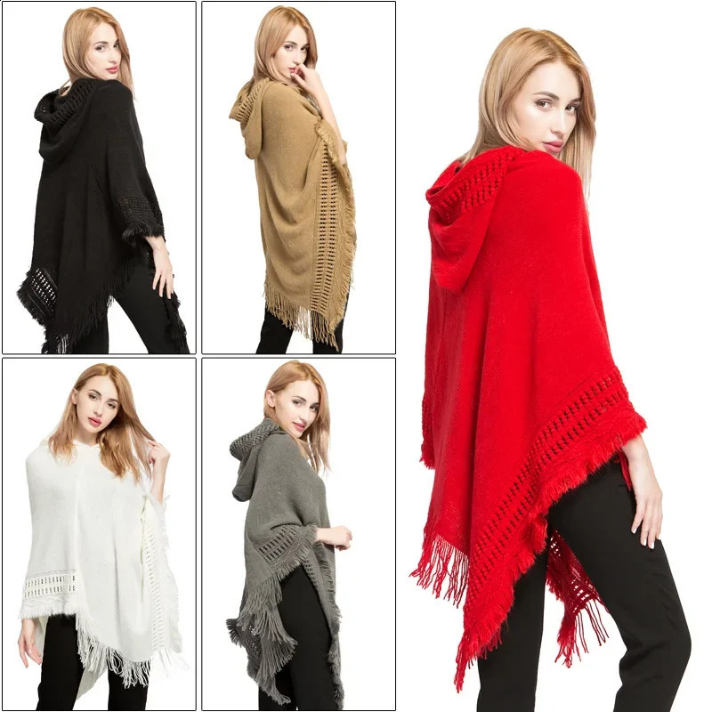 Fashion Winter Ponchos and Capes for Women Oversized Shawls Multifunction with Caps 241105