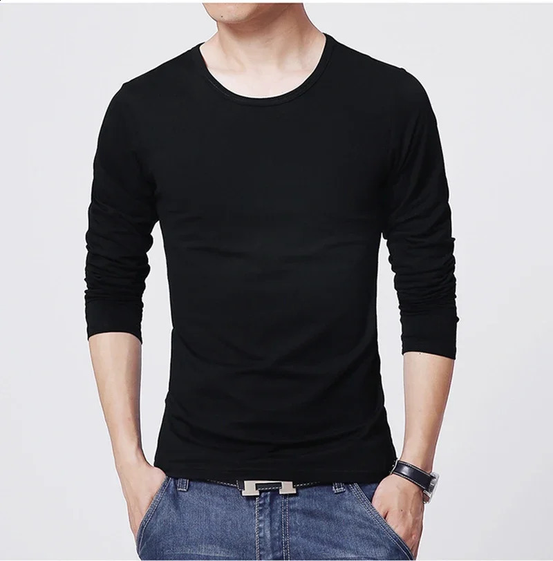 2024 MRMT Mens T-Shirts Long Sleeve Slim Men T-Shirt Young Man Pure Color Tops Tees Shirt O-Neck For Male Tshirt 241105