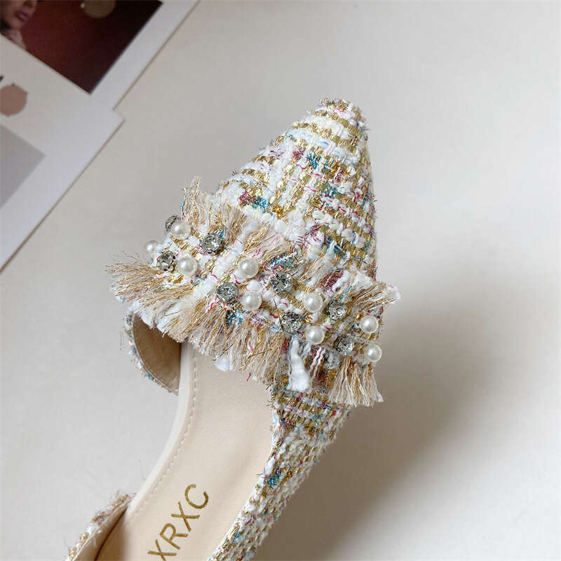 Sweet Pearl Gentle Wind Side Empty Women's Shoes 2023 New Korean Version Shallow Mouth Pointed Versatile Flat Bottom Trendy Single Shoe