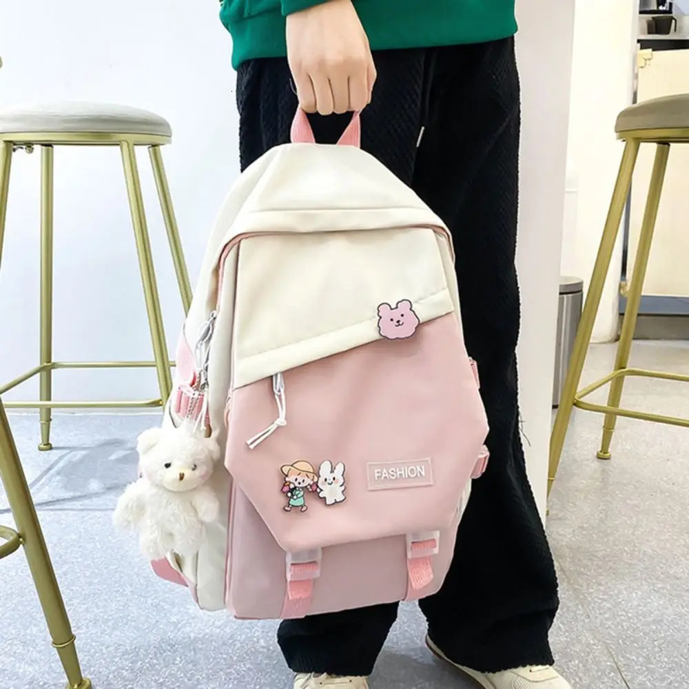 Waterproof Teenage Nylon Book Bag Large Capacity College Backpack Fashion School Cute Girls Boys Travel Backbag y241029