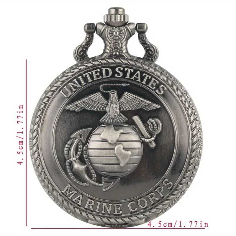 Bronze Grey United States Marine Corps Symbolic Quartz Pocket Watch Chain Necklace Pendant Gift FOB Clock Art CollectiblesX241104