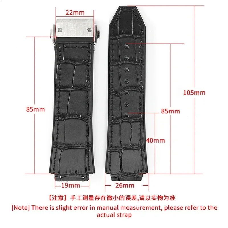 Rubber Watch Strap Mens for HUBLOT Hublot Big Bang Fusion Leather Cowhide Soft Comfortable Silicone Band 26x19m 241105