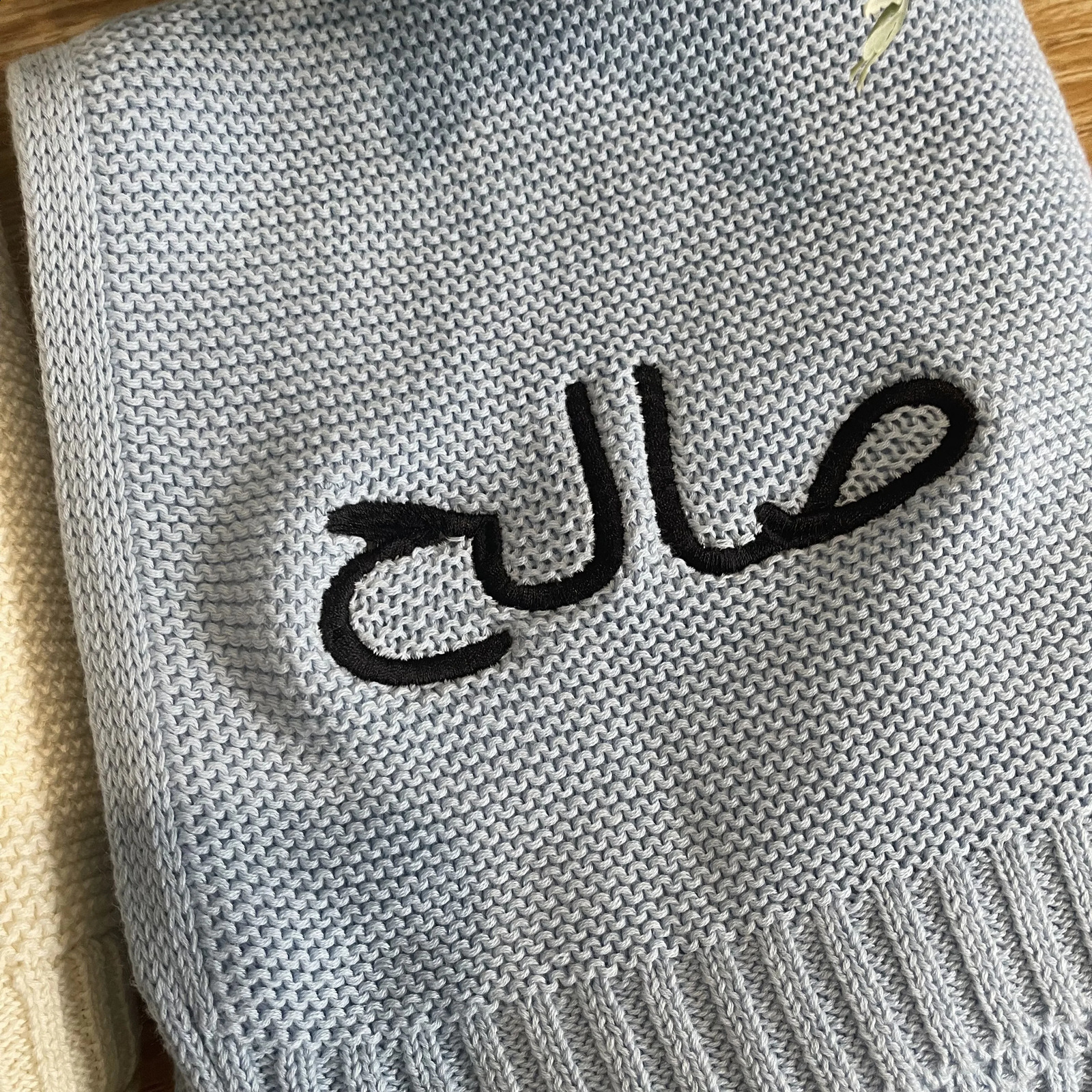 personalized embroidery name handcart blanket born baby gift soft breathable cotton knit baby shower gift 241105