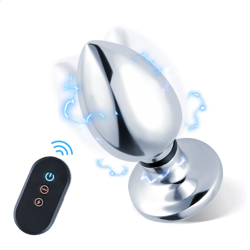 Electrical Shock Vibrator Womens Metal Anal Plug Wireless Remote Men Prostate Massager Adult Supplies Masturbate Toys 241105