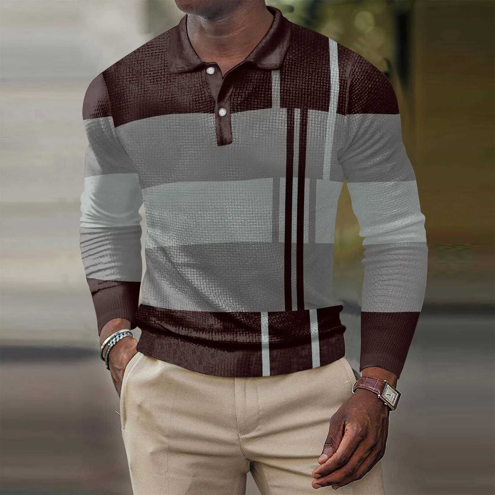New mens casual long slip shirt fashionable 3D printed top W241104