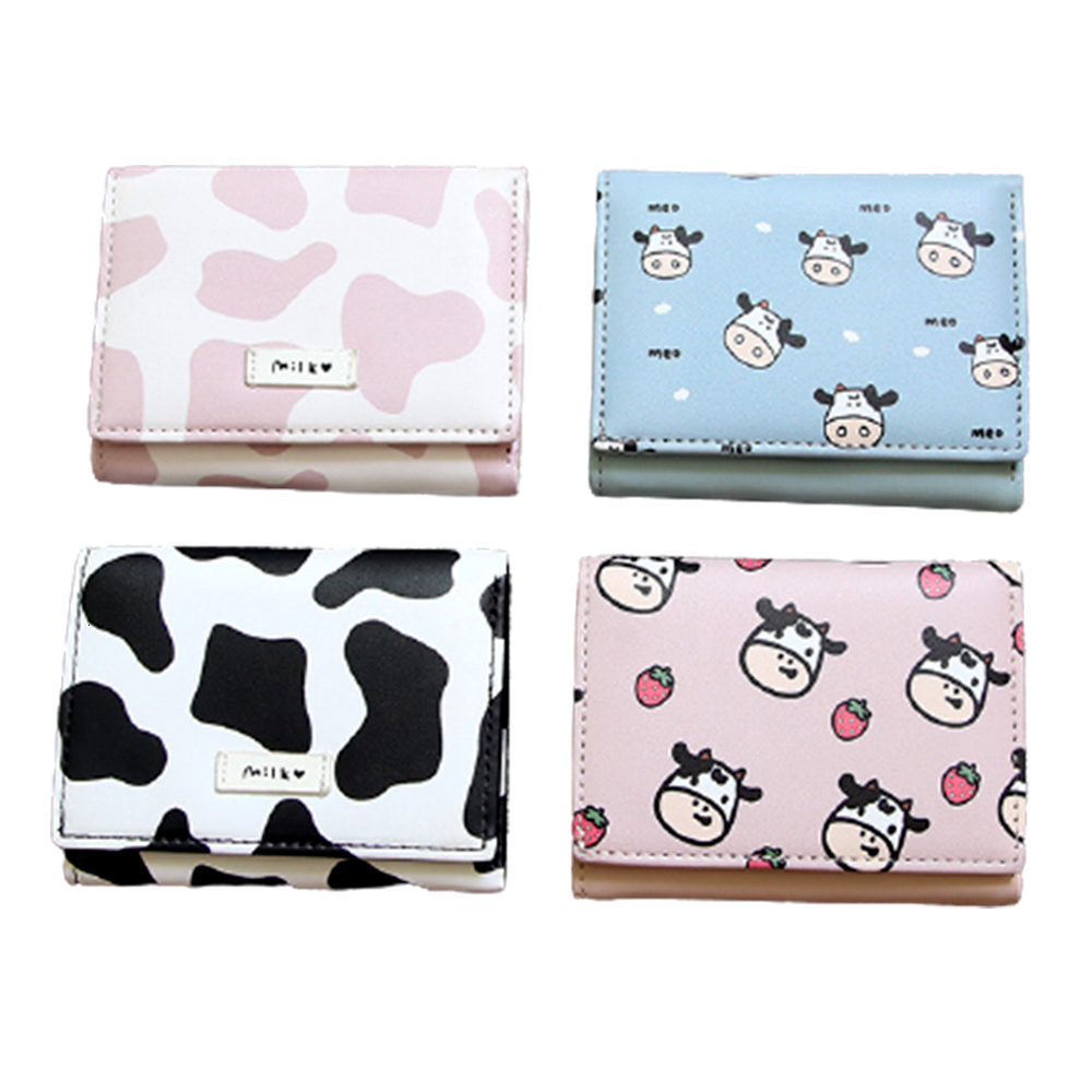 New Multi Slot Short Board Small Change Mini Three Fold Designer Cow Card Bag