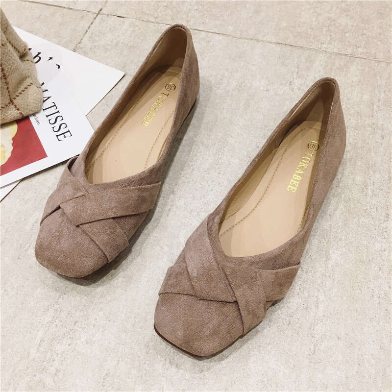2023 Autumn New Korean Edition Versatile Square Head Shallow Mouth Black Flat Bottom Single Women's Professional Work Shoes For Women