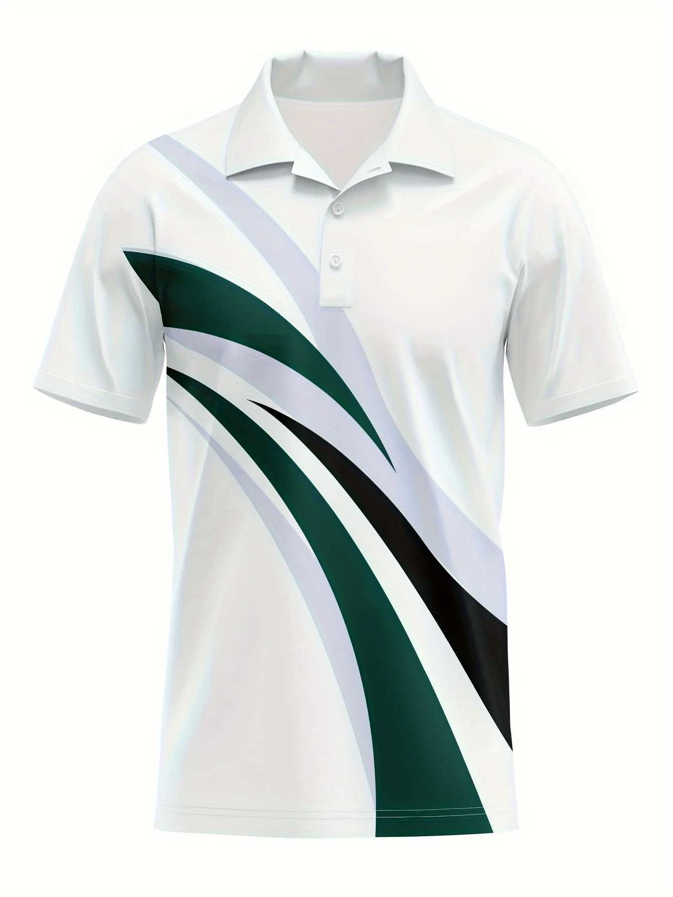 Mens Summer Fashion Short Slip Sport Collar Top Mens Casual 3D Digital Printed Button Top. W241104