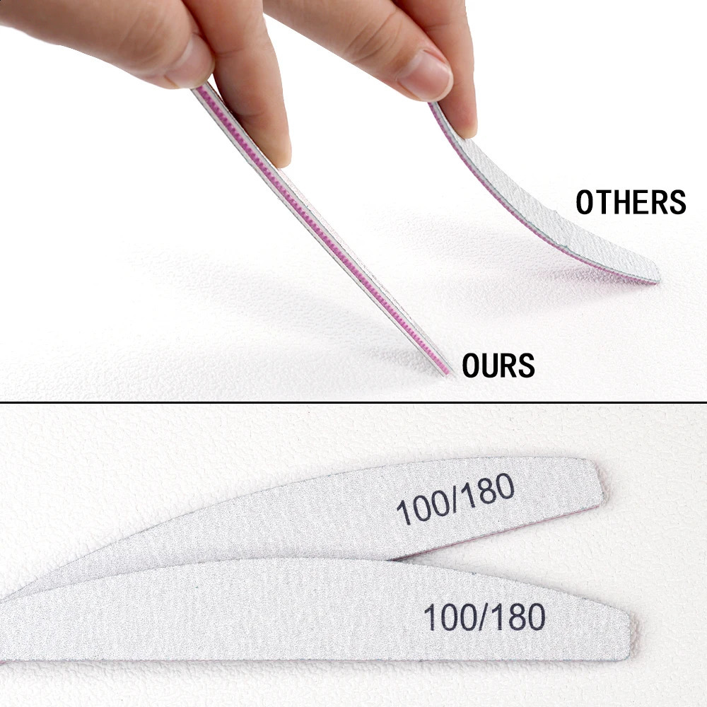 1050pcsSet Professional Thicken Nail Files 100180 180240 Grit Double Sided Washable Super Nail File Fingernail Files Boards# 241105