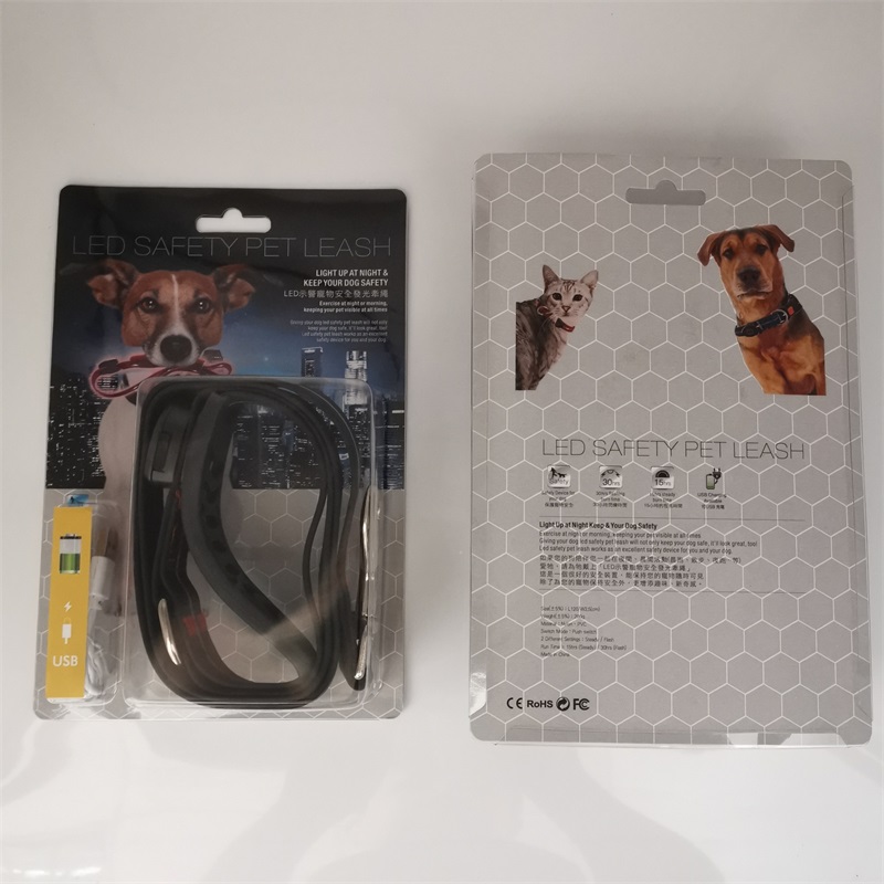 Pet traction rope led lights up dog collar walking free hands rope warning cats and dogs supplies at night outdoor black red green wear resistant 37 0