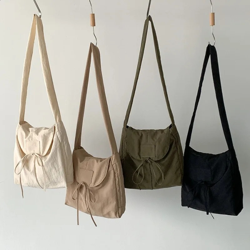 Retro Canvas Cross Bag for Women Simple Solid Casual Shoulder Bag Summer High Capacity Portable Bolsa Mujer 241105
