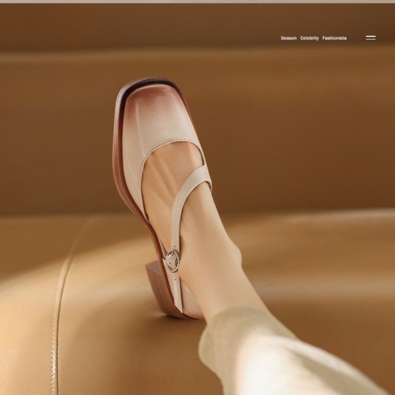 Summer New Square Hollow Mid-Thick Open Toe Sandals, Suitable For Outdoor Wear, With Comfortable Fashion Women's Shoes