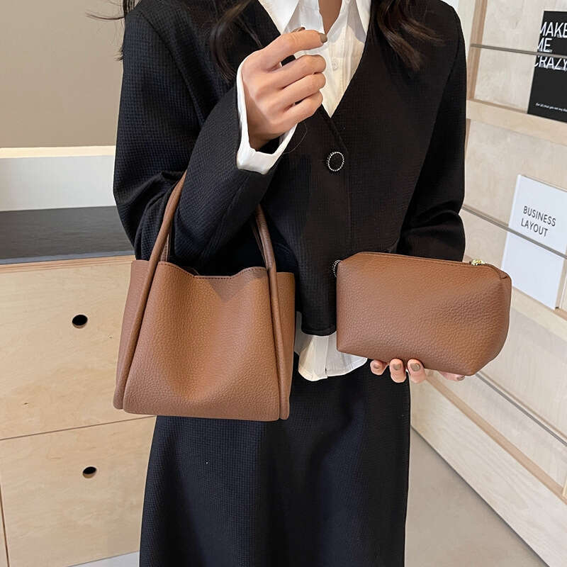 Lychee Pattern Solid Color Versatile Handheld Tote Women's Vegetable Basket Texture Water Bucket Korean Version Small One Shoulder Crossbody Bag