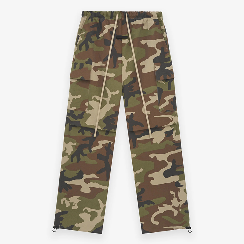 24FW USA Drawstring Woven Camouflage Cargo Flared Pants Bell-bottoms Casual Men Women Trousers 1105