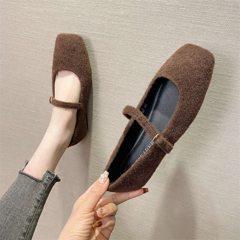 Evening Soft Sole Square Toe Shallow Mouth Single Shoe For Women, Spring 2024 New Style With Flat Bottom Mary Jane Shoes