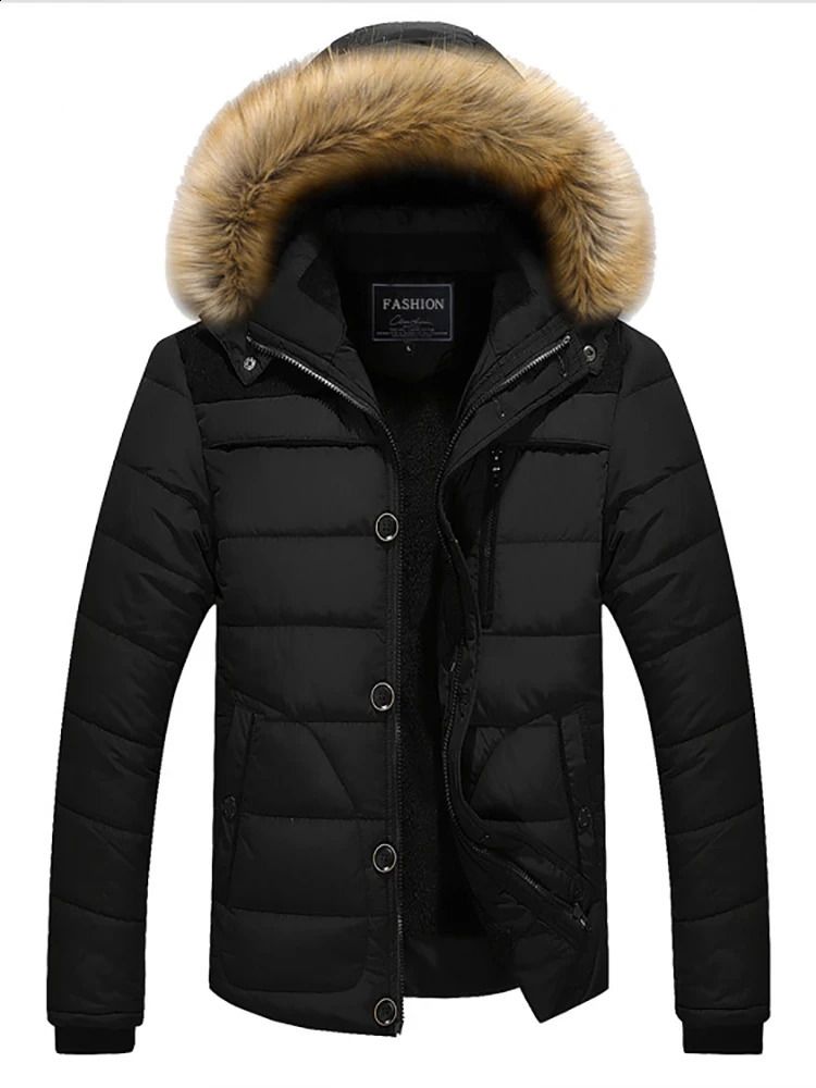 Mens Winter Padded And Thickened Plush Cotton Jacket Korean Version Of The Hooded Collar Super Warm Cold CottonPadded 241105