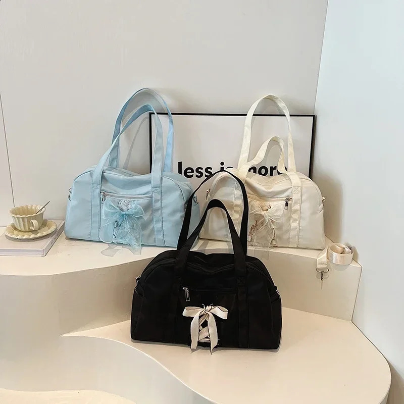 Sewing Thread Bow Zipper Nylon Womens Shoulder Bag Large Capacity Communicating Crossbody Bags for Women Bolso Mujer 241105