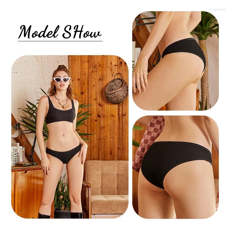 Women's Panties 3Pcs/Set Sexy Waffle Plaid Cotton Briefs Women Solid Color Low Waist Female Soft Breathable Lingerie Comfort Underwear