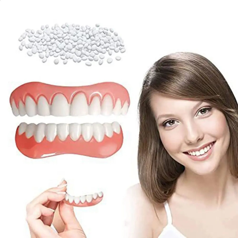 False Teeth Silicone Upper Lower Veneers Teeth Braces Dentures Paste Dentures Temporary Fake Tooth Fake Teeth Whitening Tool 241105