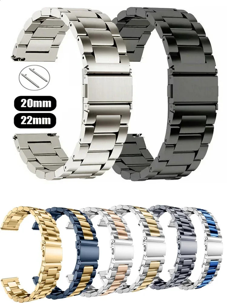 Stainless Steel band Galaxy watch 7FE65 pro4Classic 20mm 22mm metal bracelet amazfit GTSGTR432emini strap 241105