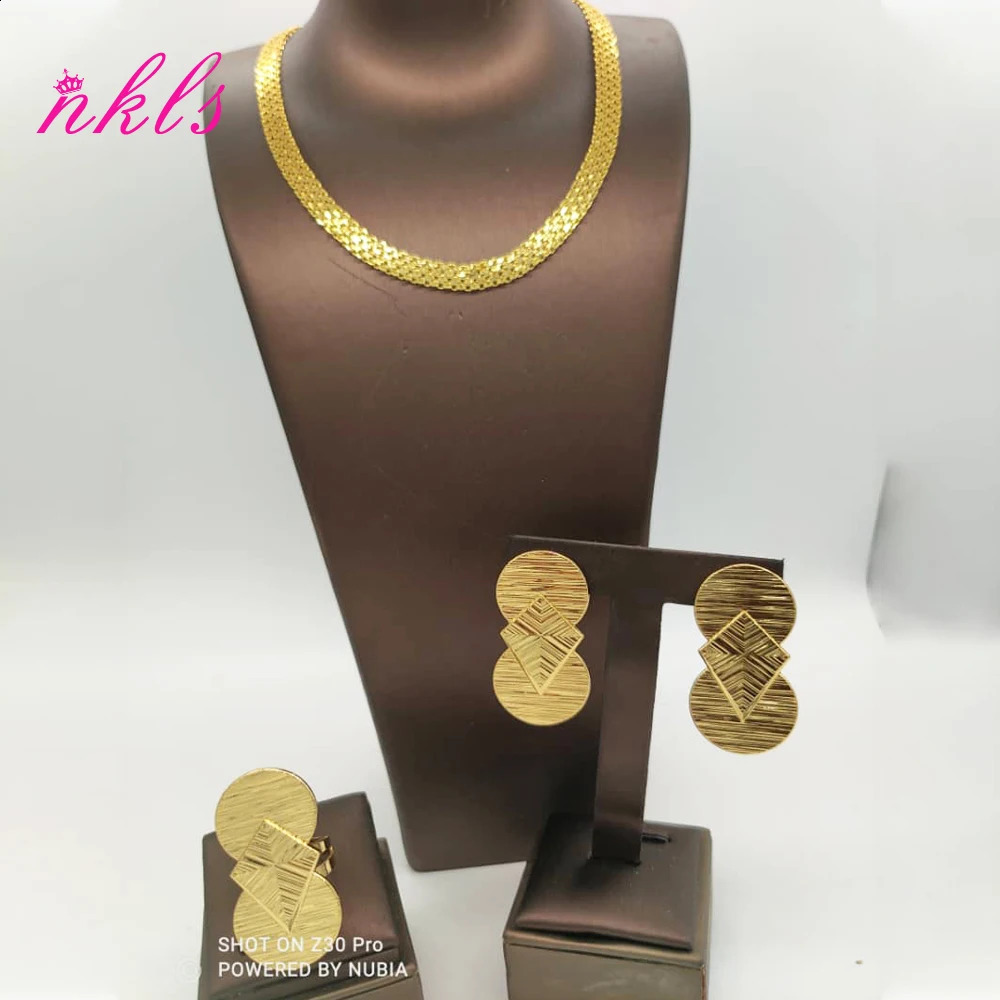 Jewelry Sets For Women Gold Color Chain Earrings Ring Ethiopian The Latest African Nigeria Jewelry Party 241105