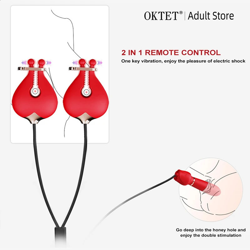 Electric Nipple Clamp Breast Massage Vibrator 10 Modes AV Adult Stimulator Sex Toys For Women Couples Female 241105