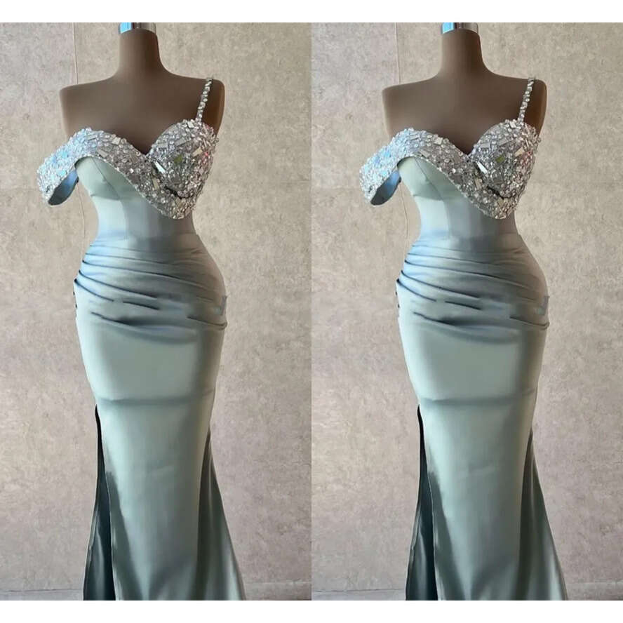 Elegant Satin Mermaid Prom Dress Sweetheart Necke Beaded Sleeveless With Side Split In Various Colors