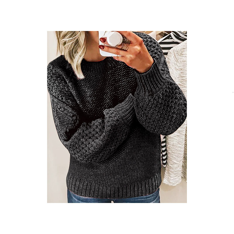 New Thickened Warm Sweater Versatile Solid Color Outer Wear Knitted Pullover Top Women's Minority Design Knit Shirt
