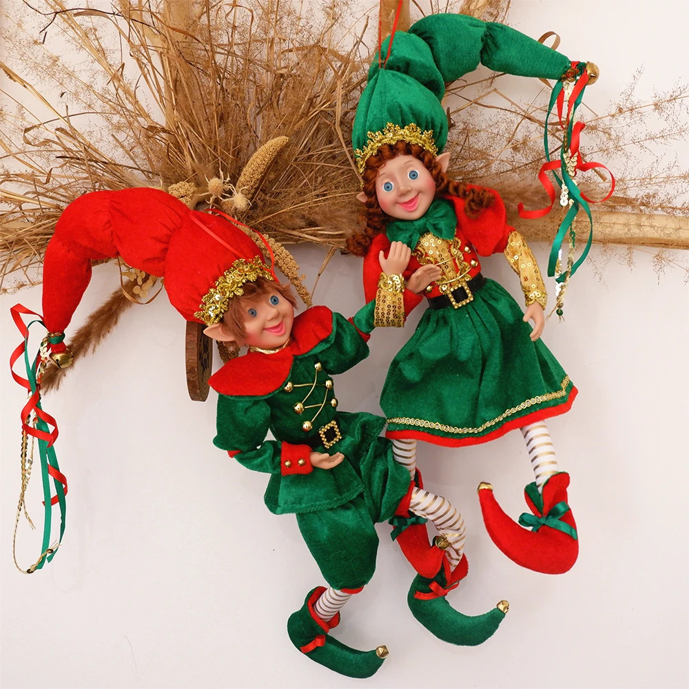 2 Pcs Christmas Elf Couple Doll Decoration Home Christmas Tree Decor Pendant Ornaments Elves Gorgeous Toy Year Navidad Natal 241104