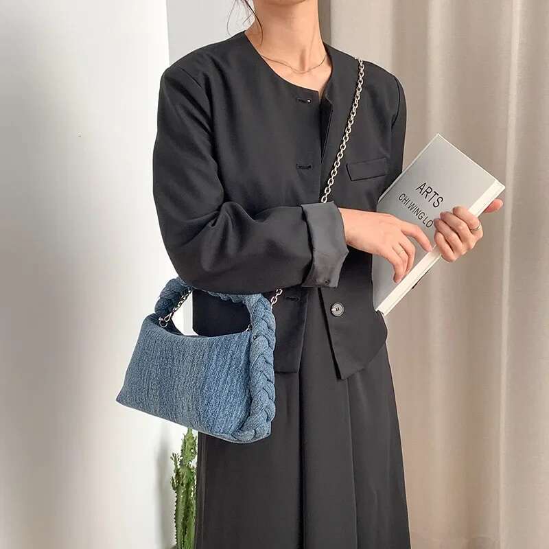Hand-woven chain messenger women's versatile denim handbag fashion bag handbags for women
