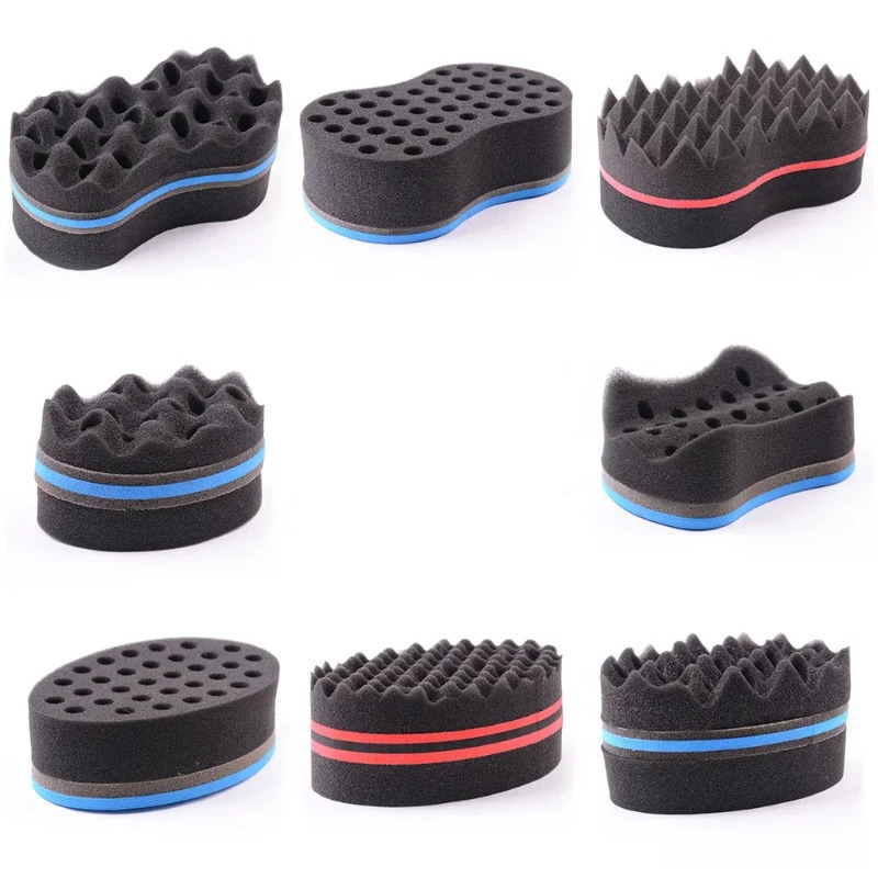 Curly Hair Styling Sponge Brush Double Sided Sponge Brushes Multi-holes Side Braid Twist Hair Curl Wave hair brushfor Multi-holes Hair Brush