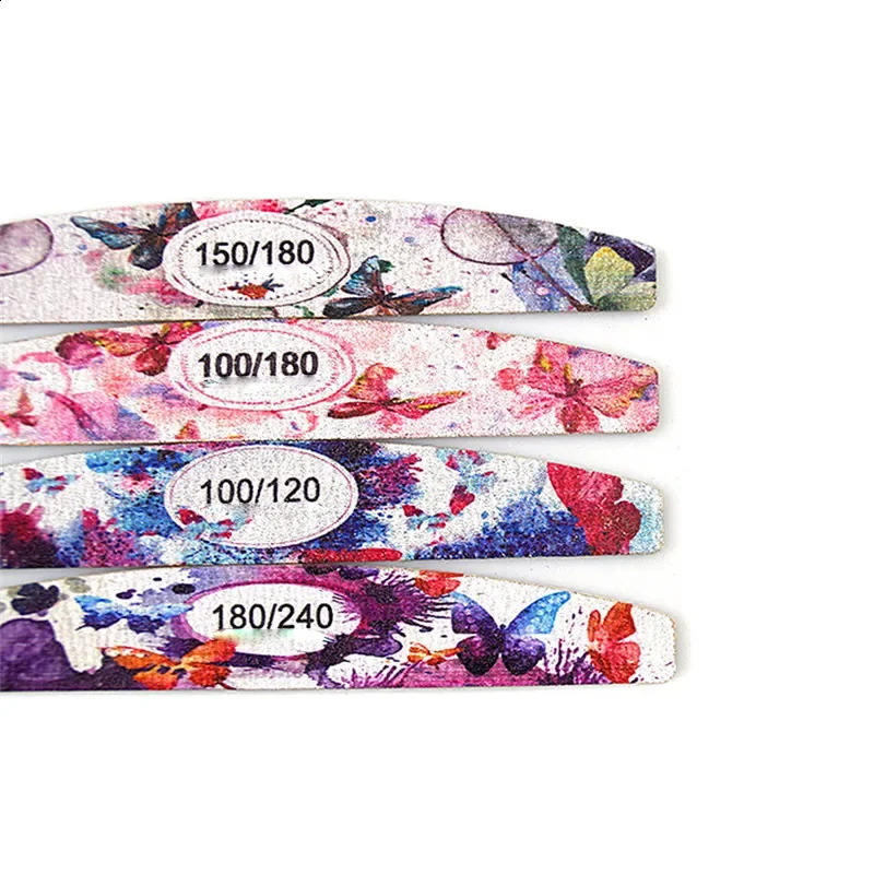 50PcsLot 100120180240 Butterfly Alphabet Sanding Buffer Nails Professionel Wooden Half Moon Sandpaper Nail File Block Polish 241105