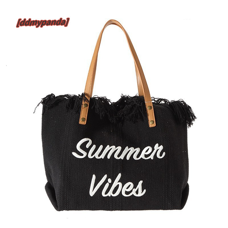 2022 new beach travel tote fashionable and simple tassel mommy large capacity single shoulder bag, trendy #17 ddmypanda