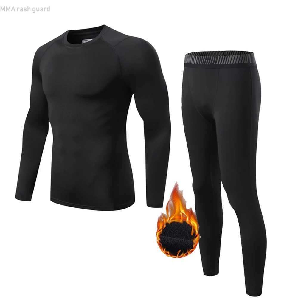 Thermal Underwear Mens Fleece Long Sleeve Shirt Bottom Winter Warm Base Layer Skin Compression Sportswear LX241104