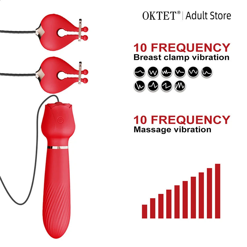 Electric Nipple Clamp Breast Massage Vibrator 10 Modes AV Adult Stimulator Sex Toys For Women Couples Female 241105