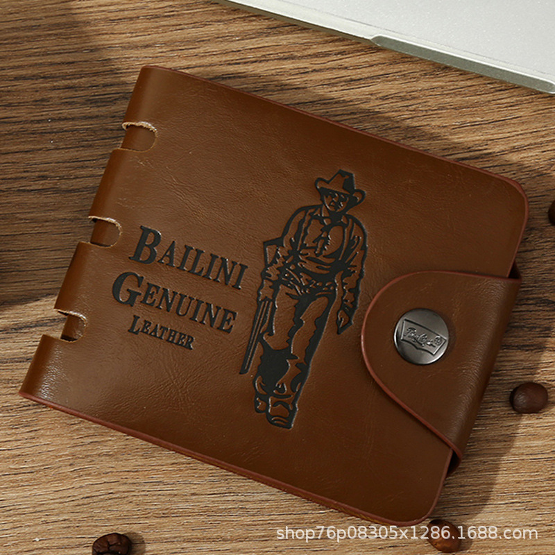 New Male Designer Hunter Large Capacity Leather Wallet With BuckleTrendy Horizontal Style For Young And Middle-aged Students
